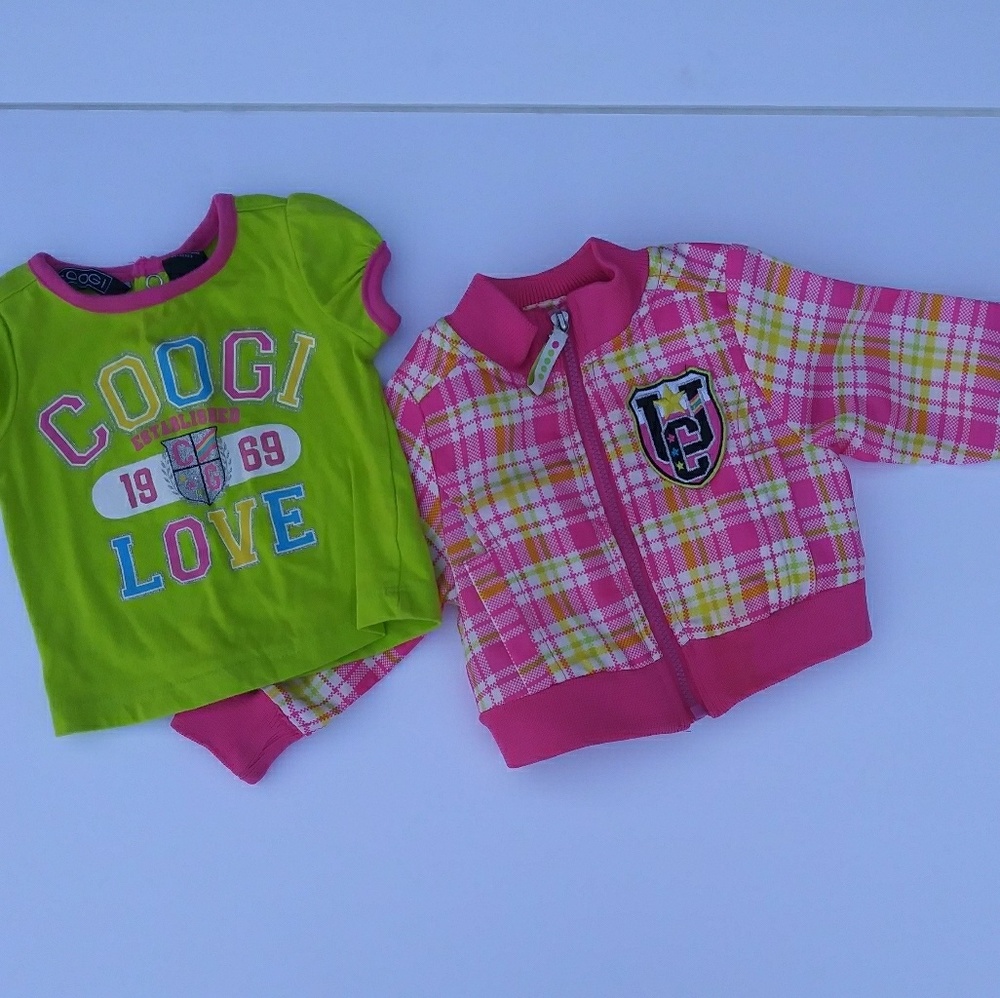 Coogi infant girls 3/6m jacket & shirt set
